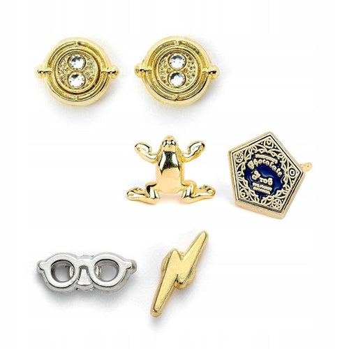 Zestaw kolczyków Harry Potter Zmieniacz Czasu Czekoladowa Żaba Błyskawica i Okulary