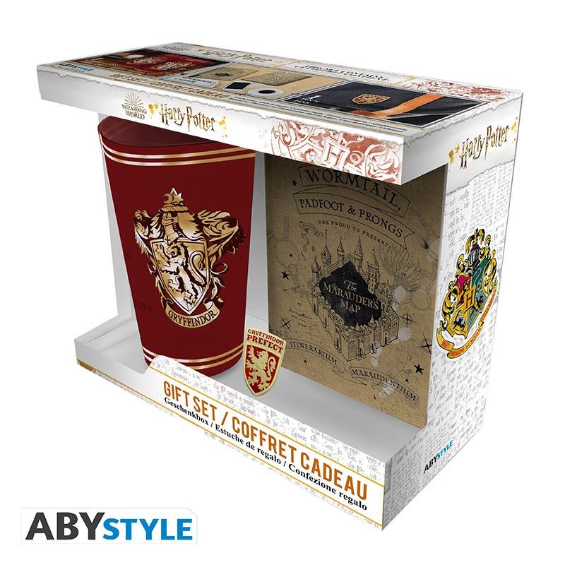 Zestaw prezentowy Harry Potter Gryffindor szklanka przypinka notes