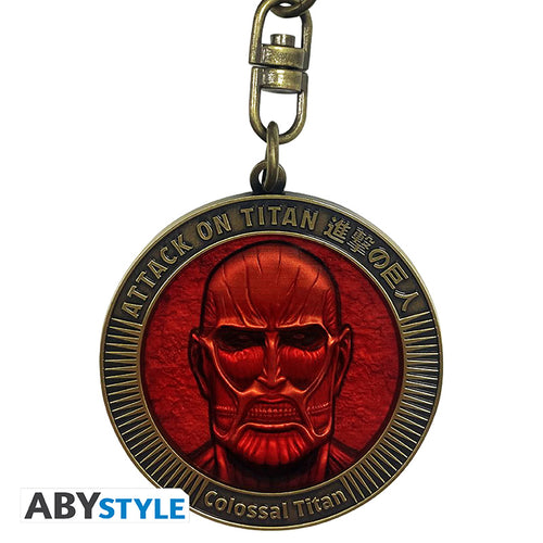 Brelok metalowy Attack on Titan z motywem Colossal Titan Medallion