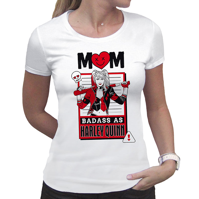 Koszulka DC Comics z motywem napis Mom Badass as Harley Quinn